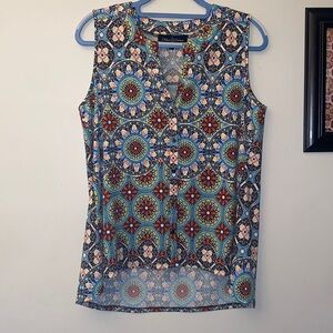 Future Contessa Mandala Multicolored Ruffled Sleeve Top